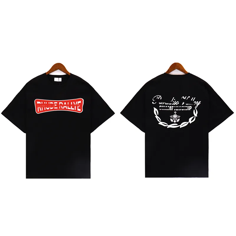 デザイナーTシャツRHUDE MENS VINTAGE POLOカジュアルスウェットシャツブラックアーモンド