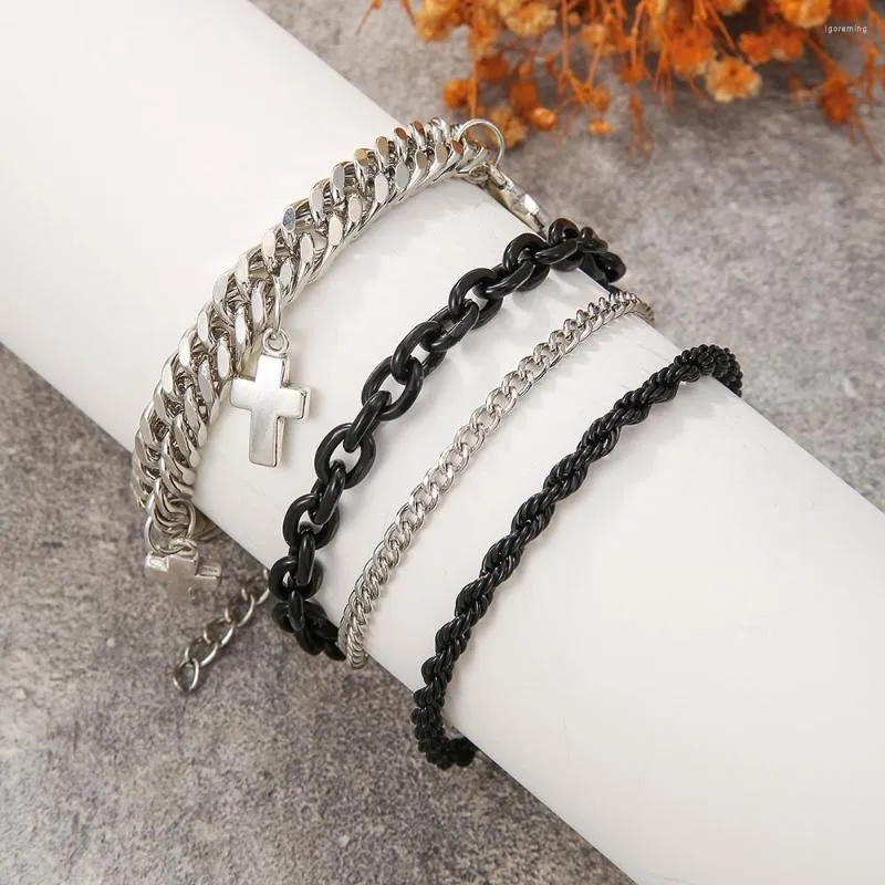 Charme Pulseiras Bohemian Ses para Mulheres Moda Multilayer Link Chain Homens Set Casal Pulseira Hip Hop Jóias Punk