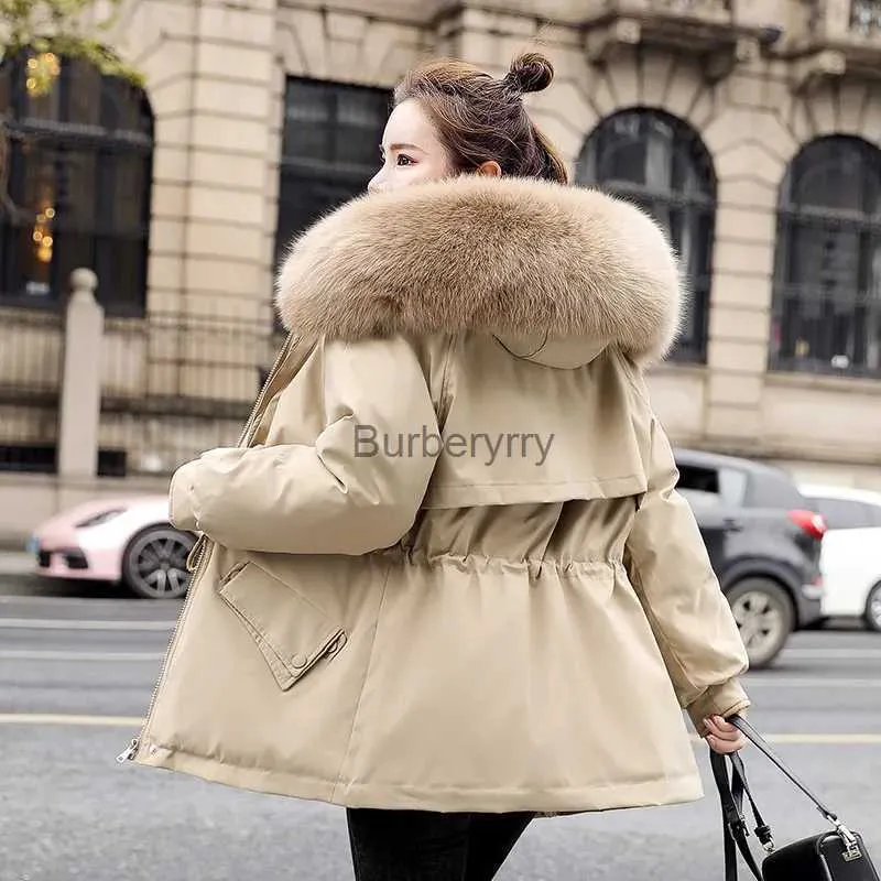 Women's Fur Faux Fur 2023 New Winter Jacket for Women Warm Parkas Fur Collar Long Casual Parka Slim Thicken Puffer Coat Snow Wear Hooded CoatsL231007