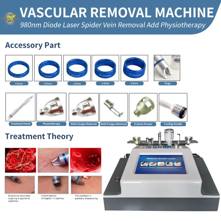 Slimming Machine Veins Removal Nails Salon 980 Nm Diode Laser Onychomycosis Spider Vein Therapy
