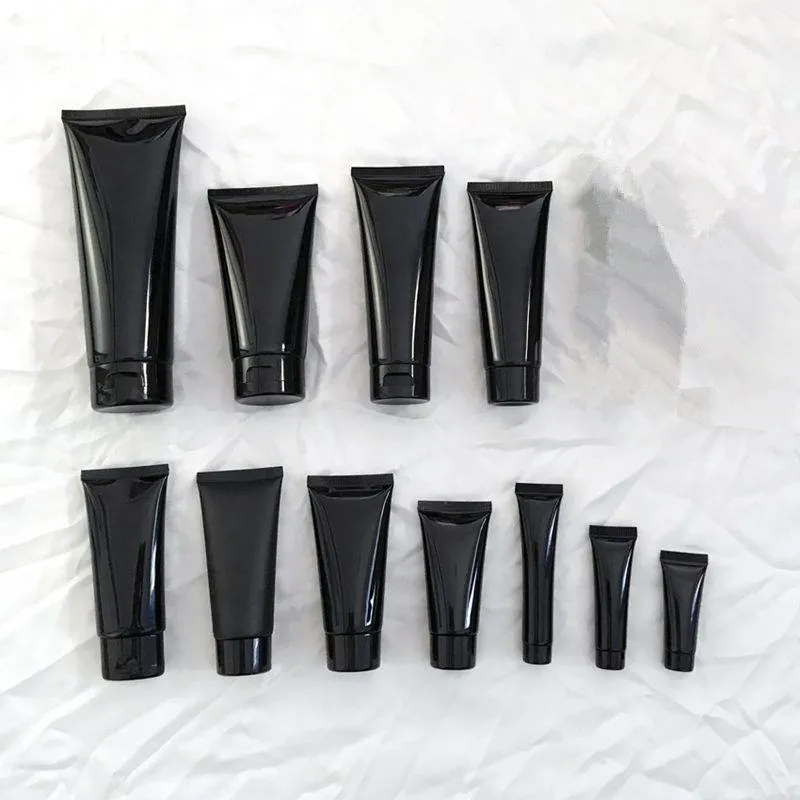 Black Empty PE Plastic Hand Cream Container, Squeeze Cosmetic Soft Hose Tubes, Portable Cosmetic tube with Screw cap F1403 Apfkj