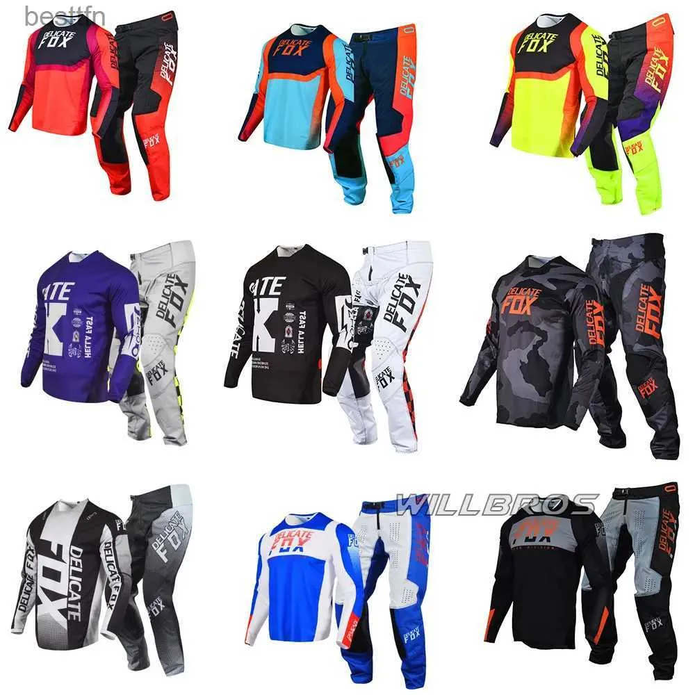 Altro Abbigliamento Set attrezzatura da corsa per motocross 180 360 Pantaloni MX Combo Mountain Outfit Offroad Men Dirt Bike SuitL231007