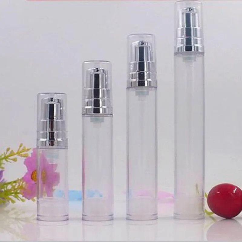 15ml 12ml 10ml 5ml Clear Airless 로션 펌프 병 Emtpy 리필 가능한 핸드 크림 병이있는 로션 펌프 용기 F692 Boifu