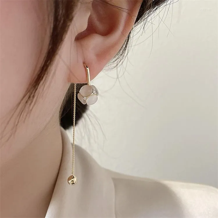 Dingle örhängen koreansk stil smycken trendig fyrkantig inlagd med kubik zirkoniume långa tofsar chic bollhänge örhänge klassiska smycken