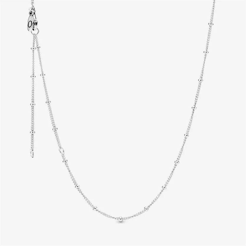 Collana a catena con perline regolabile in argento sterling 100% 925 adatta a pendenti e ciondoli europei Moda Donna Fidanzamento di nozze Jewelr317F