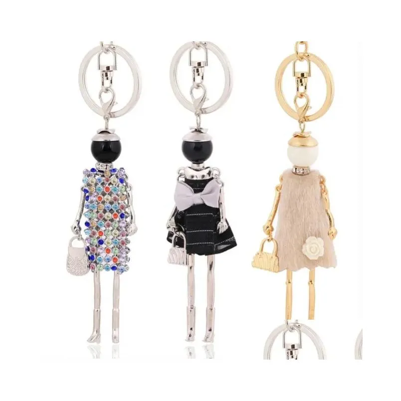 Portachiavi Portachiavi Ylwhjj Marca Cute Doll Portachiavi Fatto a mano Fashionista Abito Portachiavi Per le donne Bellezza Dichiarazione di moda Gioielli Otouq