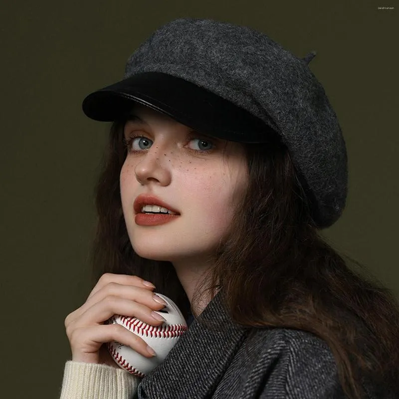 Berets 2023 Vintage Francês Chapéus Chic Wool para Mulheres Adultos Menina Inverno Quente Chapéu Brim Moda Outono