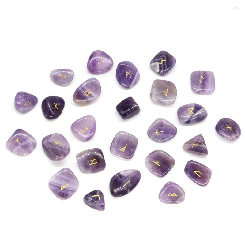 Estatuetas decorativas Runas Pedras 25 Pçs/set Natural Irregular Tombado Gemas Energia Quartzo Cura Cristais Chakra Adivinhação Bruxaria Wicca