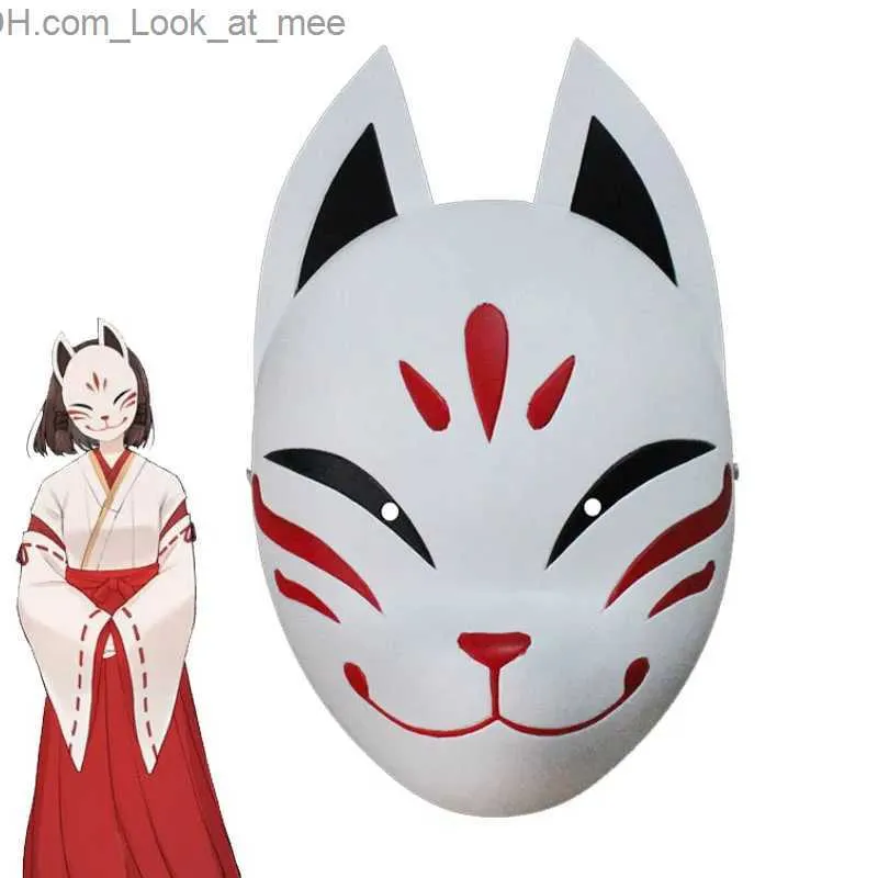 Party Masks Genshin Impact Hanachirusato Cosplay Fox Mask Kazari Hanachiru Sato Mask Miko Halloween Carnival Japanese Facial Props Q231009