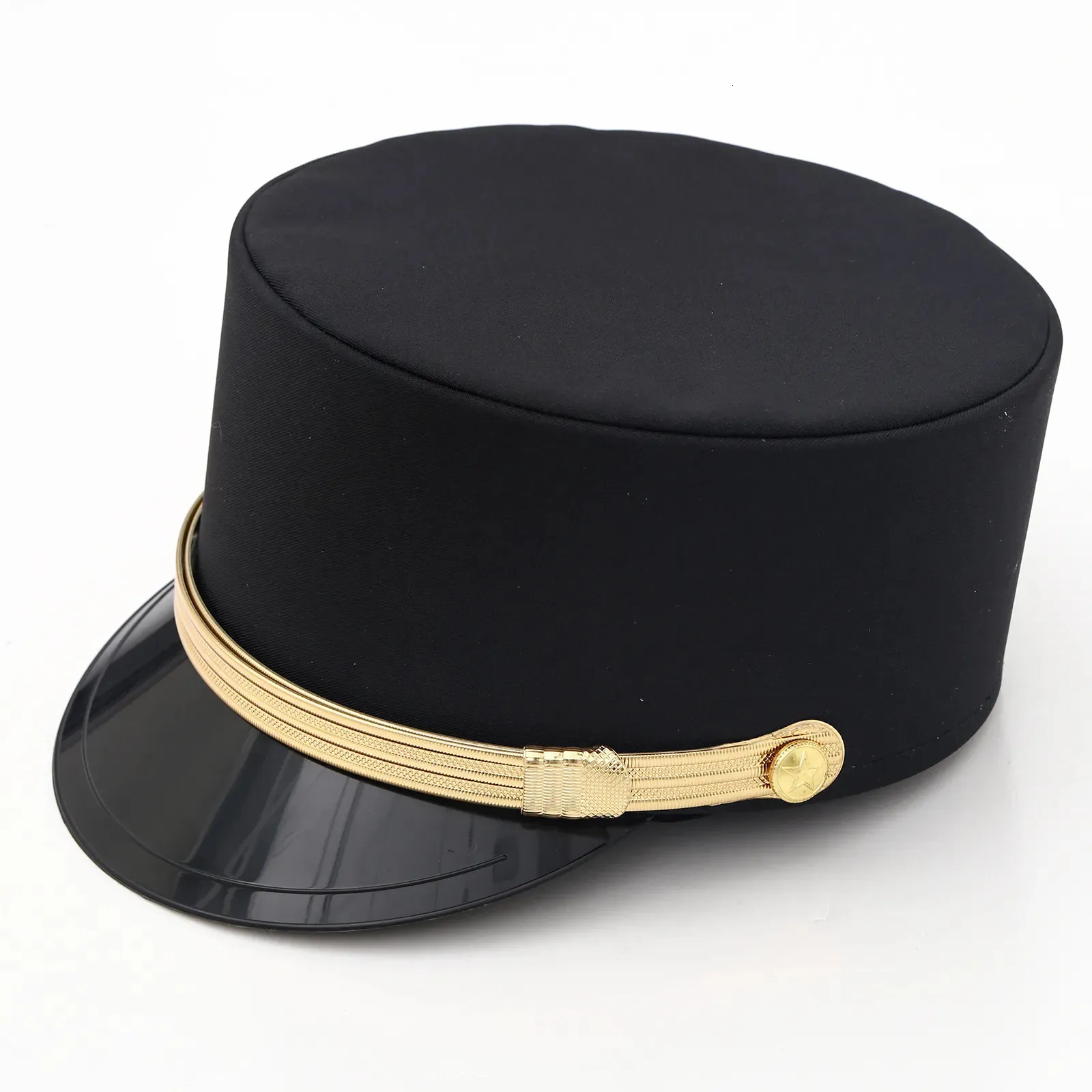 Party Hats Luxury Hat Women Men Military Caps Anime Cosplay Top Hat Flat Female Autumn el Waiter Hat Captain Caps for Stage Performance 231007