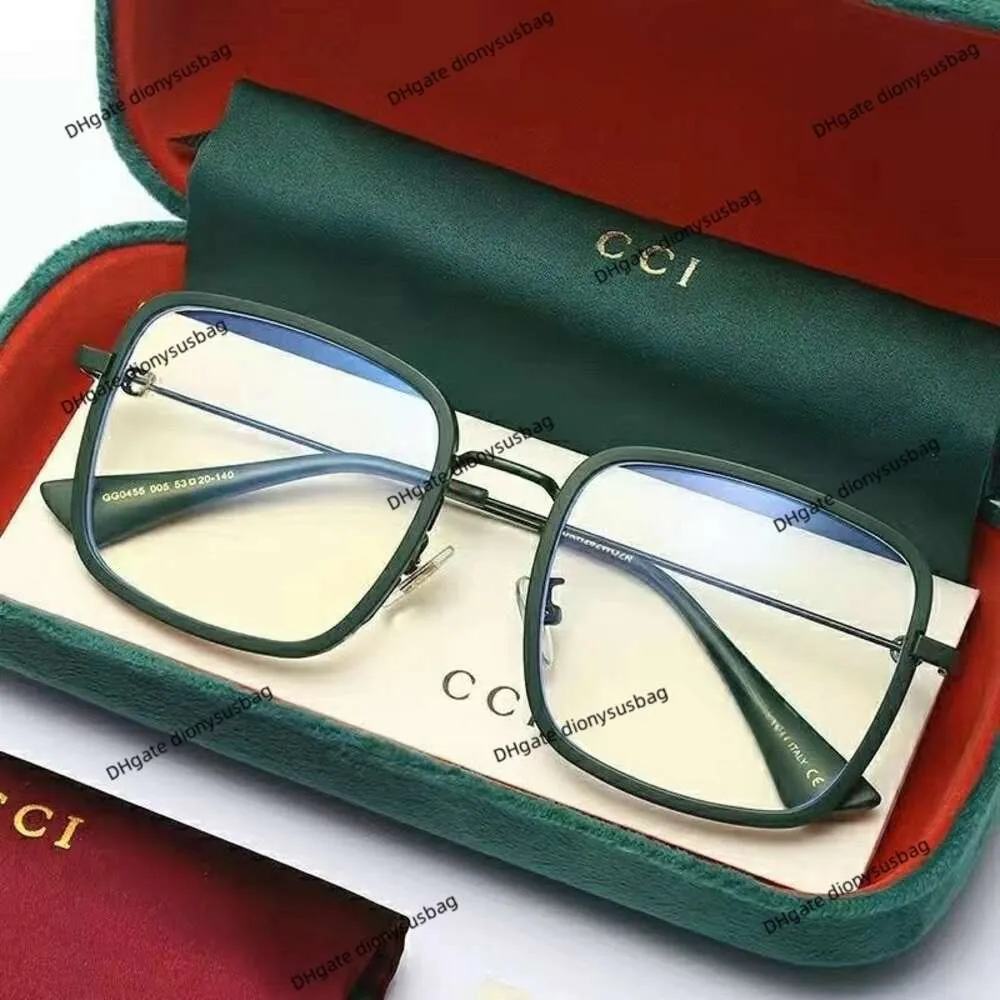 Designer Luxury Brand Eyewear Case Metal Flat Lenses Men's Anti-Blue Tide Frame Casual Glasses