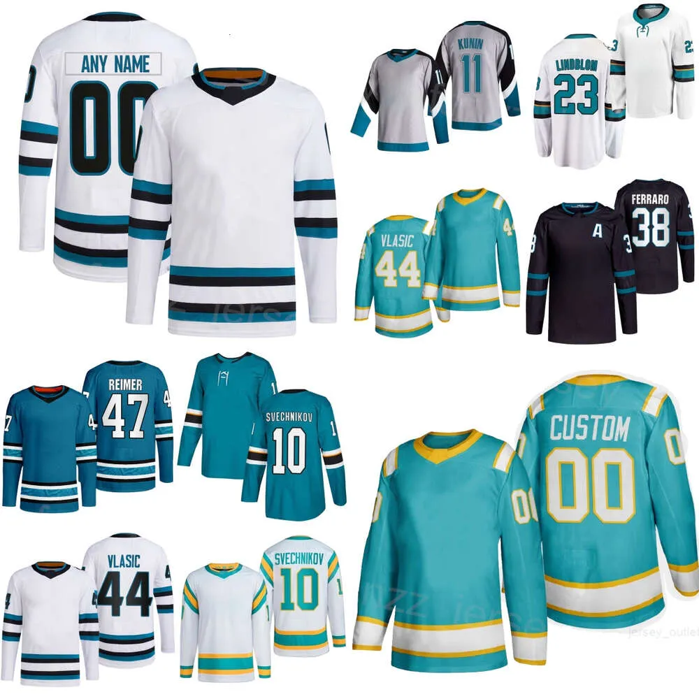 Homens Mulheres Crianças Hóquei 23 Oskar Lindblom Jerseys 10 Evgeny Svechnikov 11 Luke Kunin 38 Ferraro 27 Quentin Musty 47 James Reimer 44 Marc-Edouard Vlasic 73 Noah Gregor Team