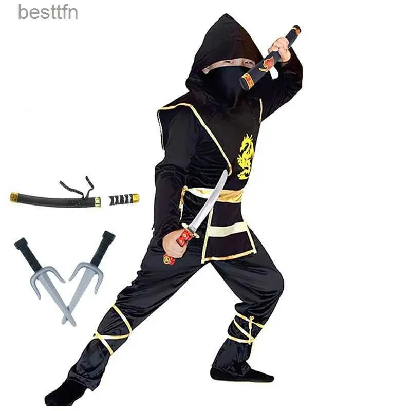 Theme Costume Kids Black Ninja Come Children Cosplay Come Halloween Japanese Anime Come Boys Girls Ninja SuitL231007