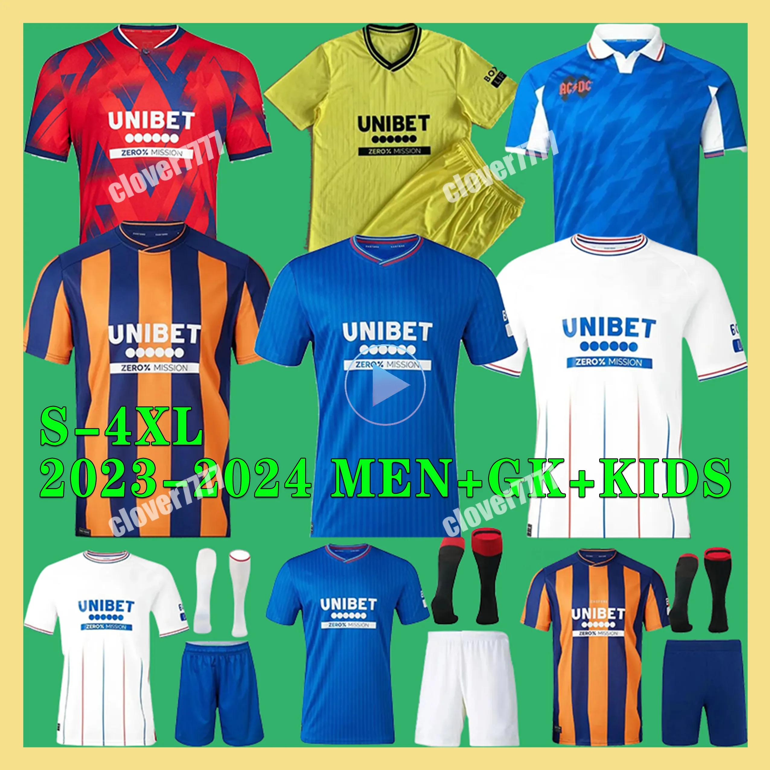 S XXXL 4XL 23 24グラスゴーレンジャーズデイビスモレロスハギサッカージャージカントウェルキッズキット2023 2024サッカーシャツトレーニングホーム