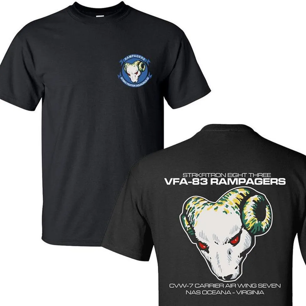 جديد للرجال الصيفي رجال قصير الأكمام القطن T Shirt VFA83 Rampagers Squadron الولايات المتحدة القمصان البحرية XS-3XL TOPS TOPS C0413282W