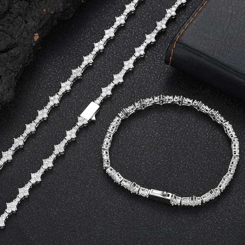 Sneeuwketting Set Zirkoonketting Tennisketting Hiphop Tenniskettingen Sieraden Heren Zirkoonketting Set