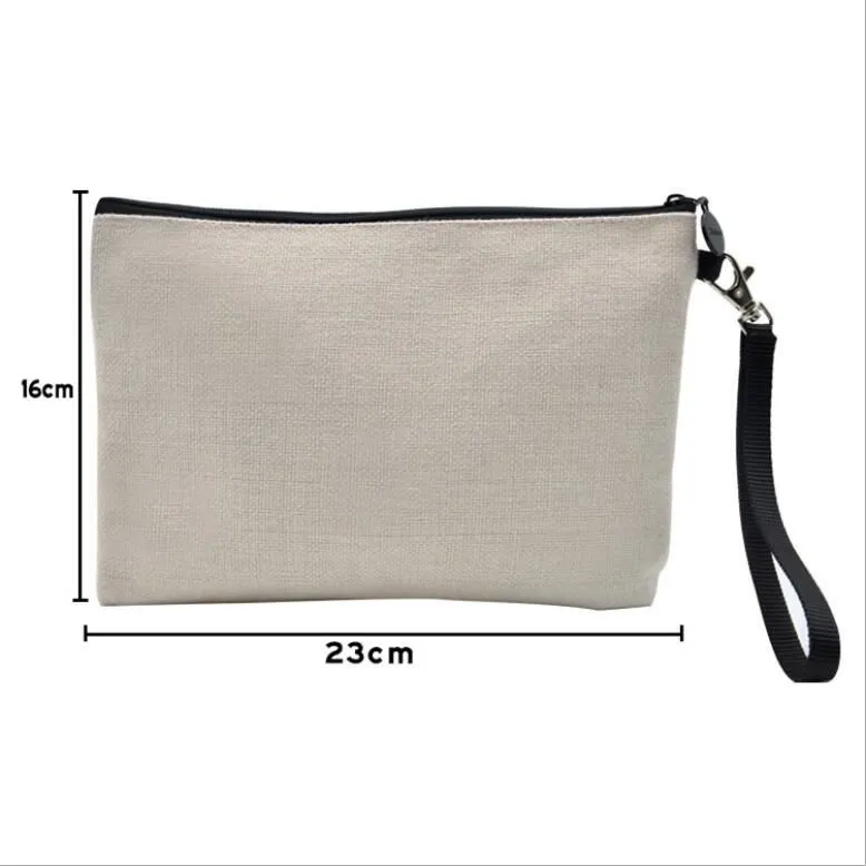 Sublimation Linen Makeup Bag Favor DIY Blank Coin Purse Pencil Bags Heat Transfer Coating Storage Pouch Christmas Gift for Women