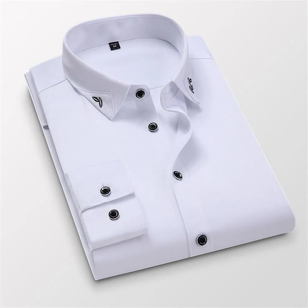 Herren-High-End-Hemd Business einfarbig professionelle formelle Kleidung weiß bügelfrei Slim-All-Match-Kleidung Dress Shirts228M