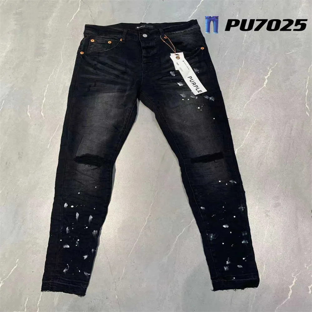 Męskie dżinsy Purple marki projektant męscy dżinsowe spodnie mody Prosto projekt retro streetwear swobodny dres joggers myj splątanie stary jeanslo5w