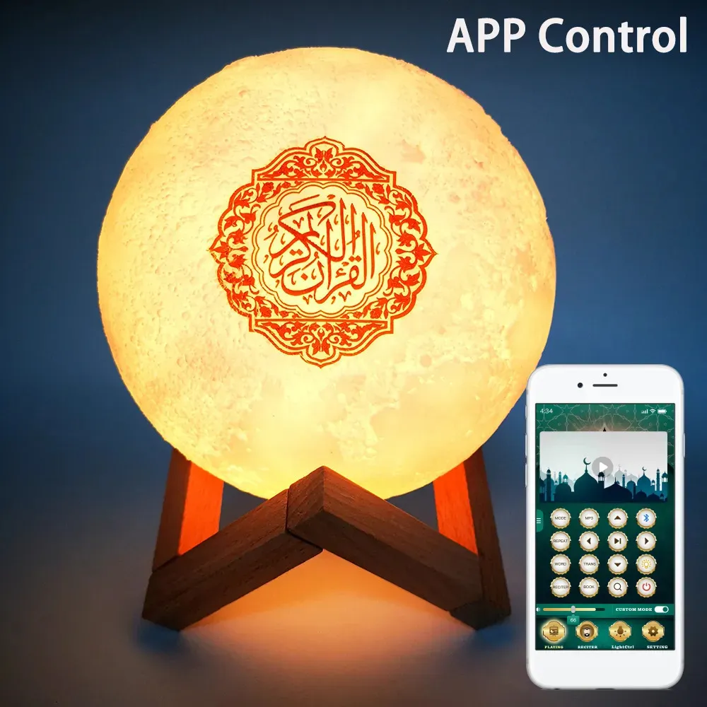 Портативный S ers APP функция Quran S er светодиодный сенсорный ночник лунная лампа Коран мусульманин Коран плеер veilleuse coranique 231007