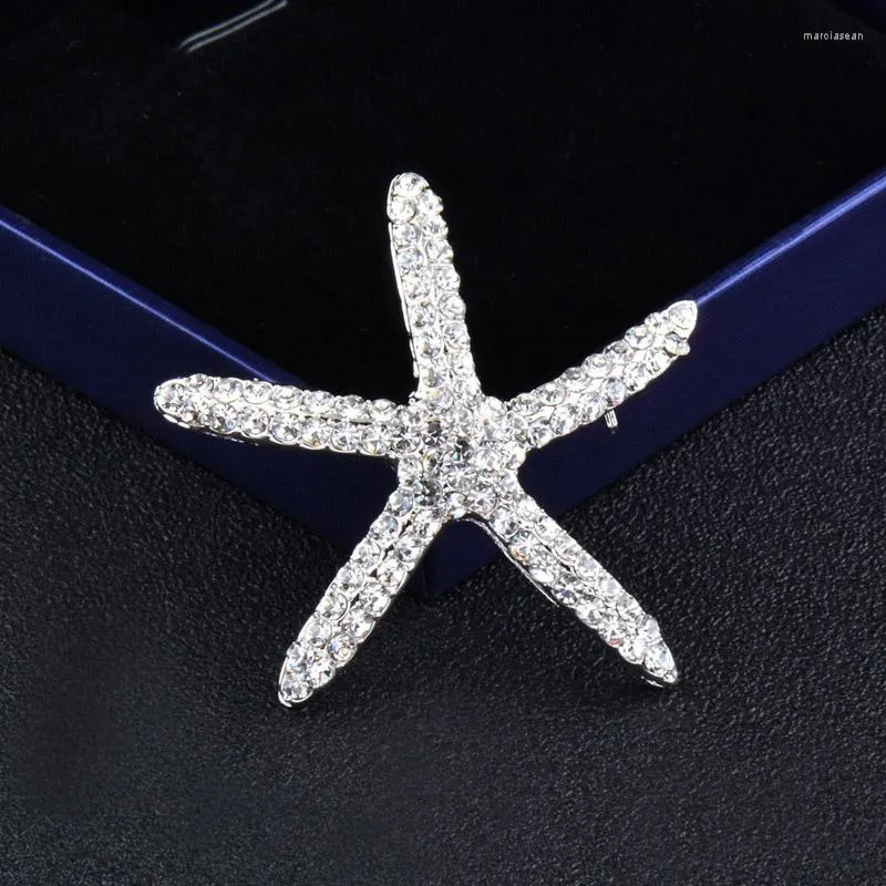 Brosches Kioozol Trend Silver Color Starfish Rhinestone For Women Fashion Jewelry Ankomst Bröllopstillbehör 061 KO1