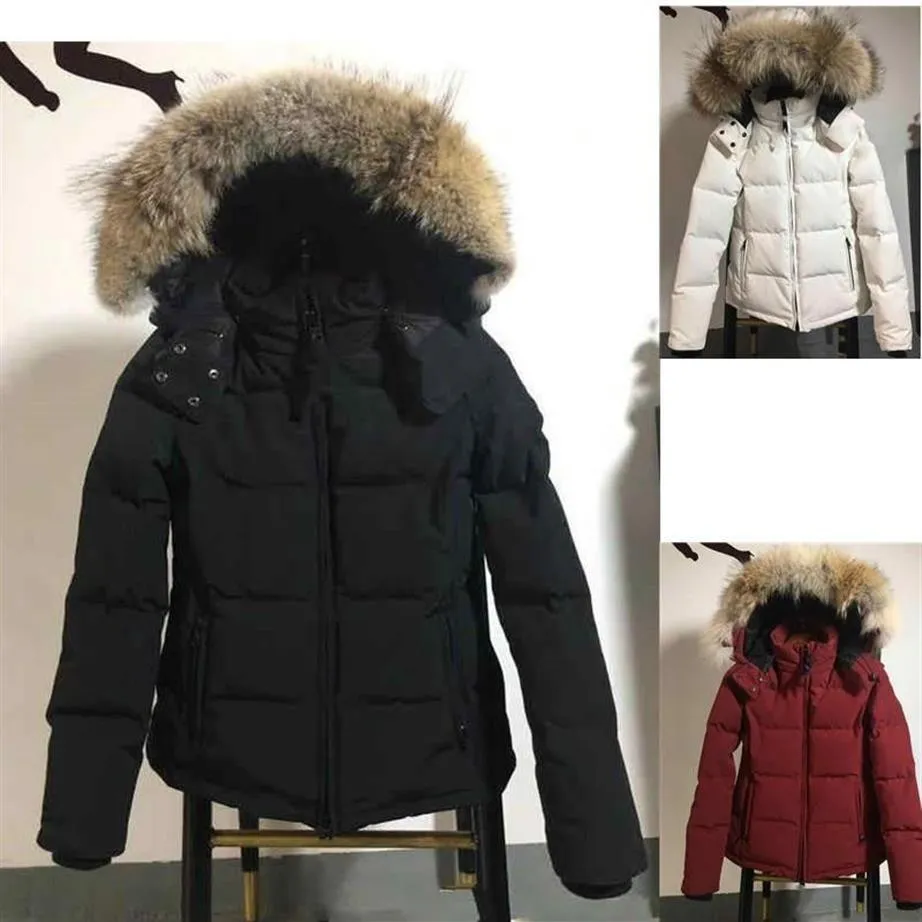Kış Ceketleri Kadın Kaz Down Ceket Sıcak Kadın Kanada Gerçek Kurt Kürk Parkas Giyim Palto Palto Parkas Parkas Plus Boyut189d