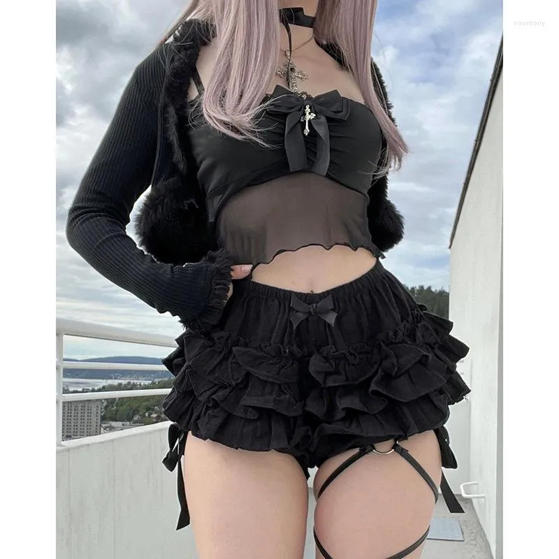 Womens Shorts Black Lolita Skirts for Women Y2k Fashion Sexy Femininos Party Club Streetwear Mini Pants