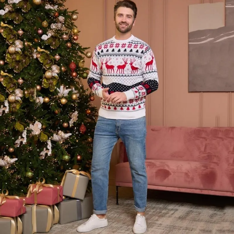 Erkek Sweaters Erkekler Noel Süveteri Kalın Tutuklu Yumuşak Gevşek Noel Jumpers 2023 Kış Örgü Çiftleri Eşleşen Kıyafetler