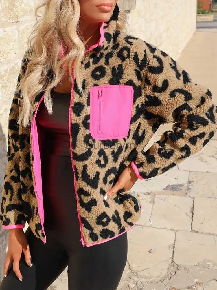 Pelliccia da donna Pelliccia sintetica 2023 Autunno e inverno Moda Giacca da donna Modello leopardo Camoscio Modello leopardato Pelliccia Un pezzo Cappotto abbinato al colore delle donneL231007