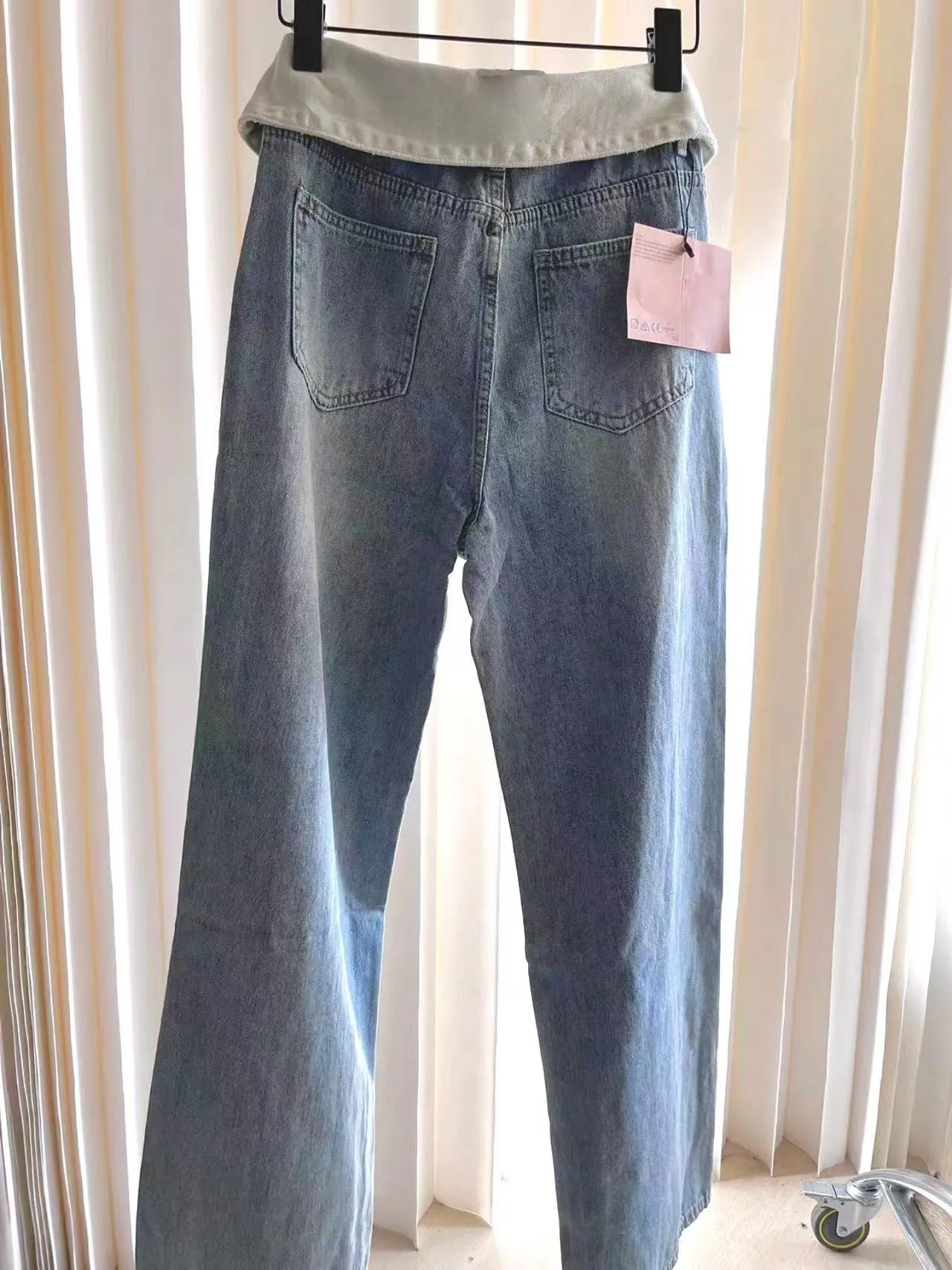 2023 dames jeans mode lange losse wijde pijpen jeans lente en zomer elastische dubbele taille jean 2 stijlen luxe gloednieuwe broek top letter bedrukte jeans maat s-l