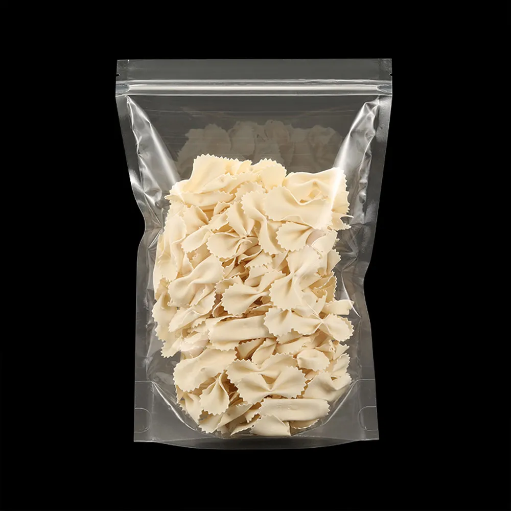 Sac de conservation des aliments avec fermeture éclair sur le dessus, 16 x 24 cm, 100 pièces, sacs en plastique à haute transparence avec fermeture éclair, pochette de riz réutilisable, Doypack de sel transparent, sac d'emballage de grains de café