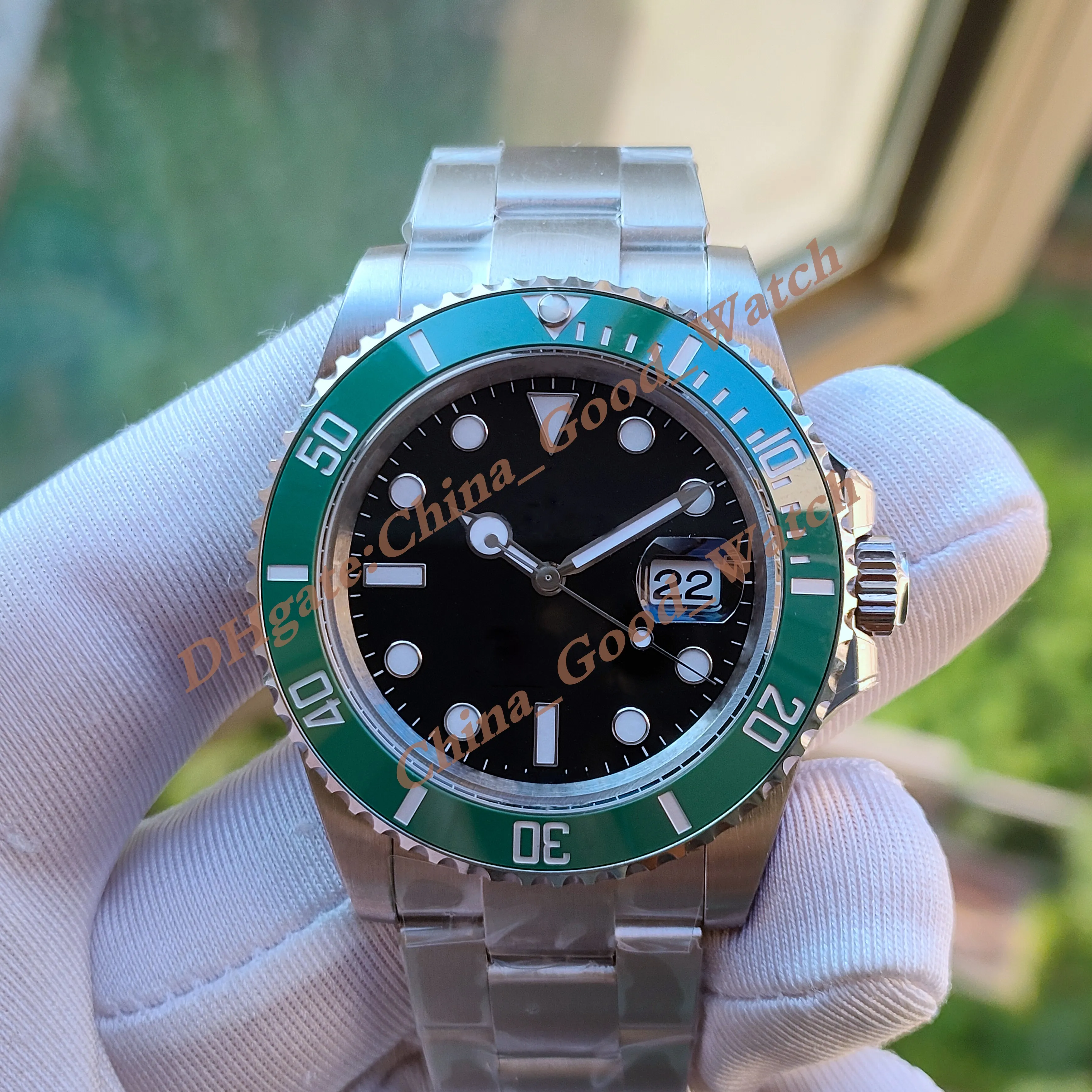 Orologi da uomo BP Factory 41MM m126610lv 126619 126610 126613 126618 Data funzione automatica Regolazione lancetta delle ore Lunetta verde in ceramica Quadrante nero Orologi da polso luminosi