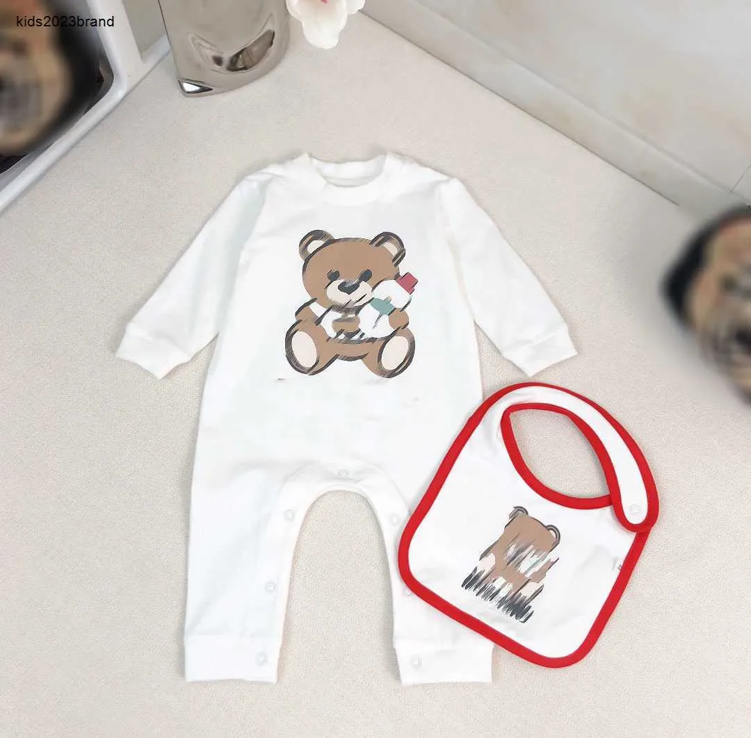 designer bodysuit pop beer patroon kinderen katoenen jumpsuits maat 66-90 cm 2 stuks comfortabel gevoel kruippak en slabbetje okt05