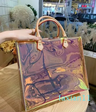 Borsa shopping bag laser da donna di design e sciarpa di seta