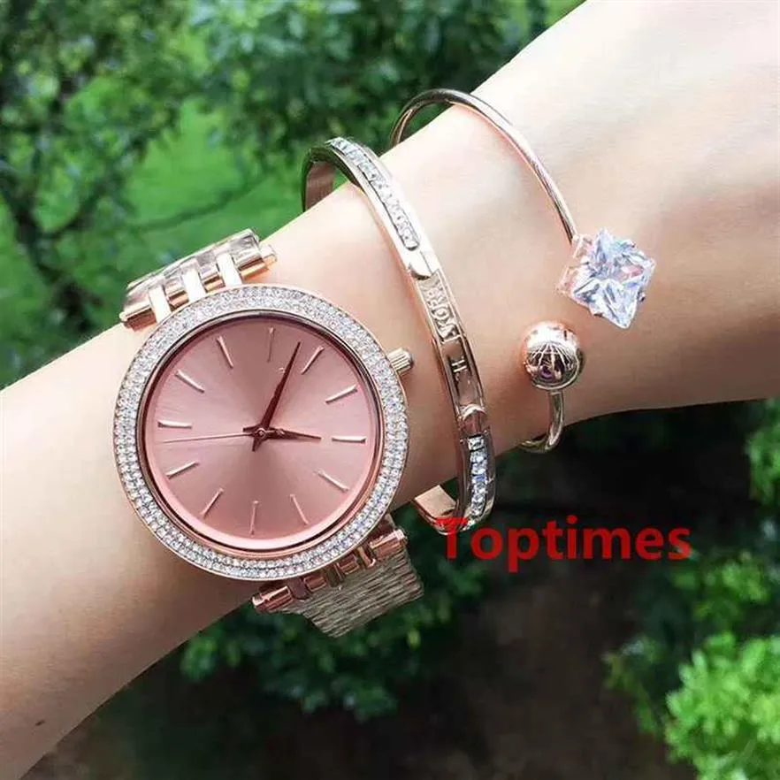 Gioielli di lusso da donna in oro rosa con diamanti, bracciale da donna, catene ghiacciate, braccialetto con scatola originale, orologio Reloj, polsowatc230S