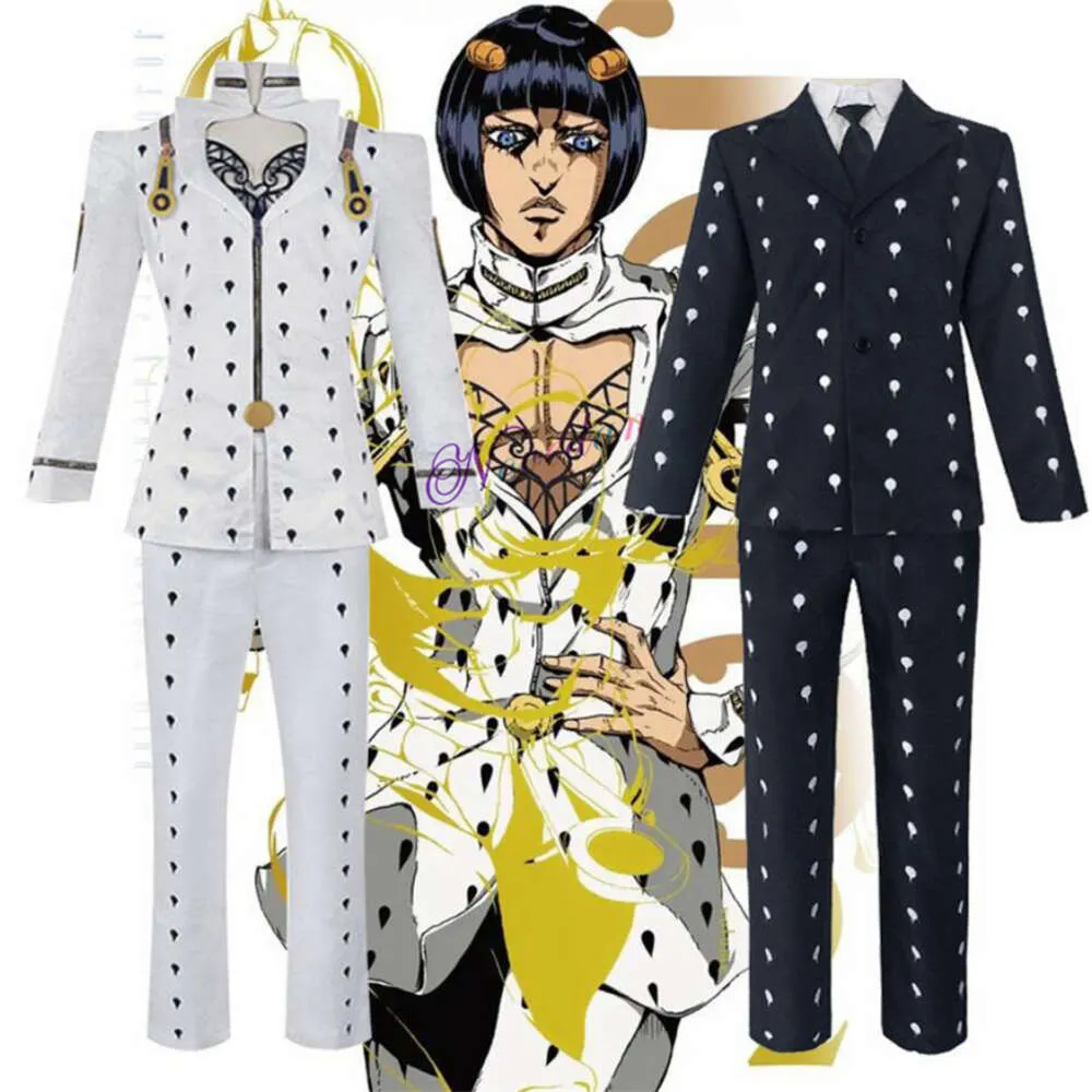 Anime Jojo Bizarre Adventure Bruno Bucciarati Cosplay Costume White