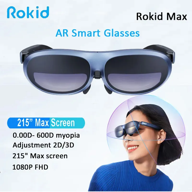 نظارات ثلاثية الأبعاد Rokid Max AR 2D 3D Smart Micro OLED 215MAX SCRAWE 50 FOV عرض للهواتف PS5 Xbox PC VR All In One 231007