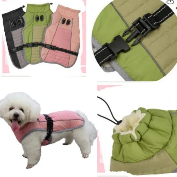 Tasarımcı Köpek Giysileri Sonbahar ve Kış Yeni Kalınlaştırılmış Evcil Hayvan Giysileri Yansıtıcı Köpek Giysileri Çekiş Pet Giyim Pamuk Yelek Ceket Köpek Giyim