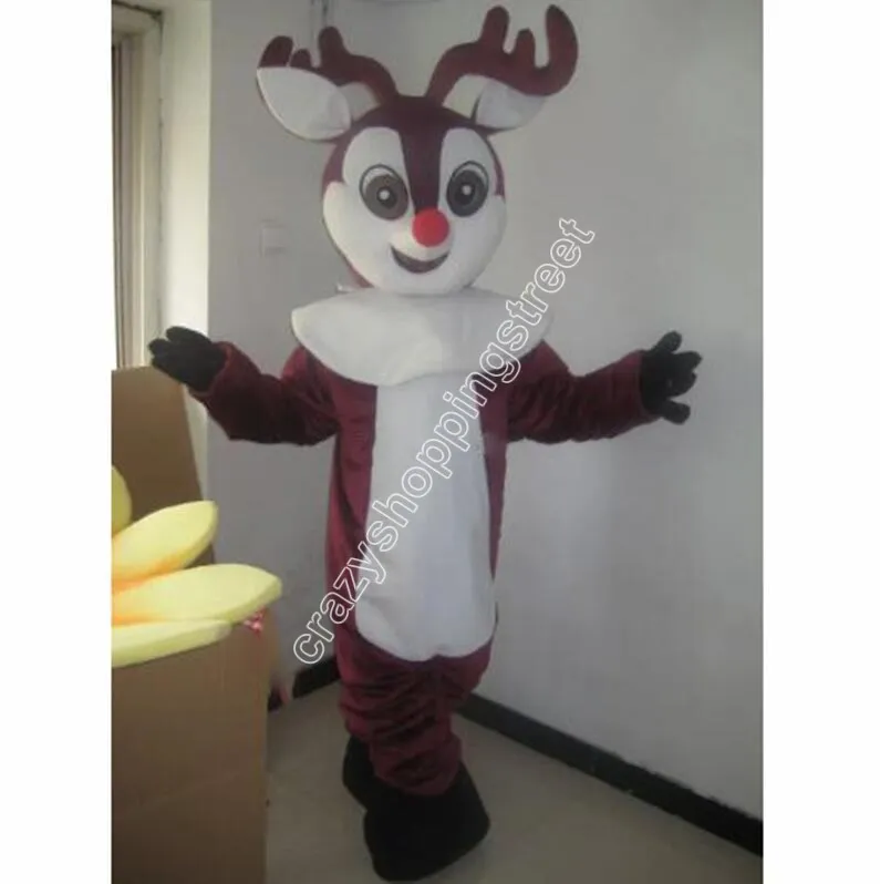Costume de mascotte de renne de qualité supérieure, tenues de personnage de dessin animé, tenue de carnaval de noël, taille adulte, fête d'anniversaire, tenue d'extérieur