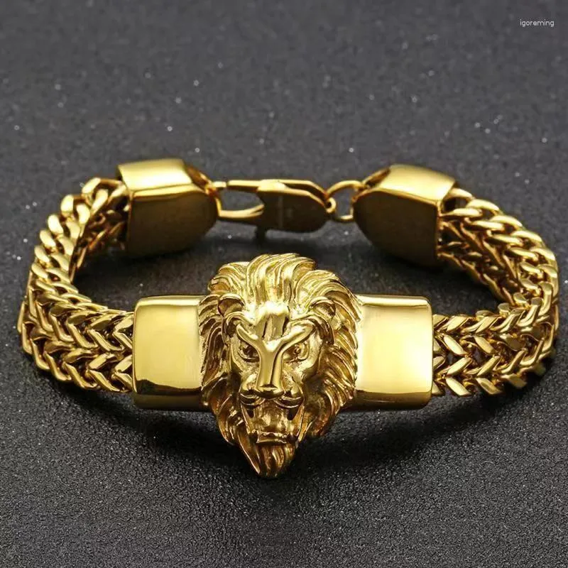 Bracelets à maillons dominateur en acier inoxydable, Bracelet Lion, hip-hop, tendance, Cool, fête de rassemblement pour hommes, bijoux à clipser, cadeau