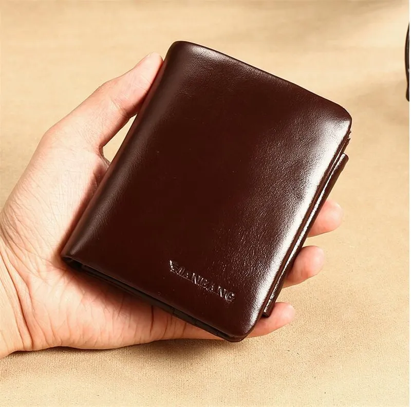 Män och kvinnor läder korta plånbok smala man purses pengar klipp kreditkort dollar plånböcker med låda