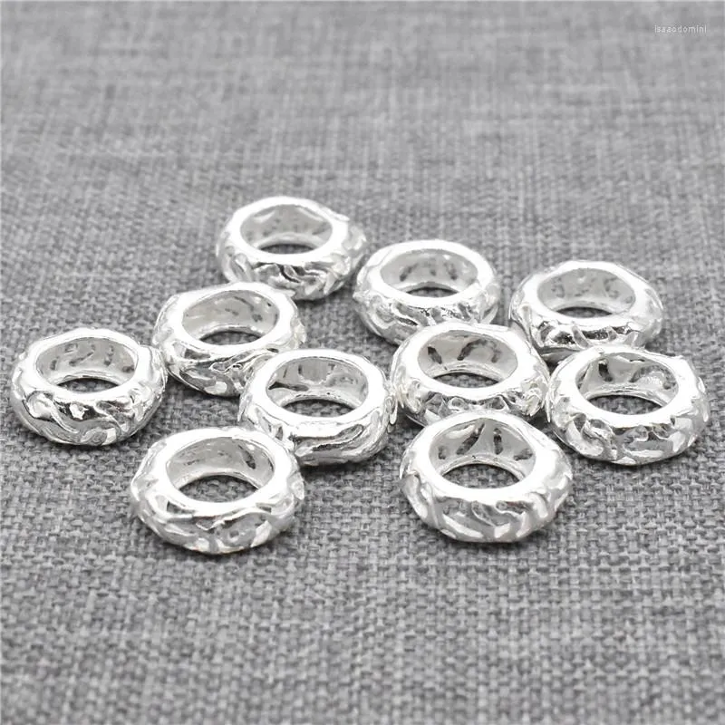 Löst ädelstenar 10 bitar av 925 Sterling Silver Spiral Design Round Spacer Pärlor för armbandhalsband 10mm