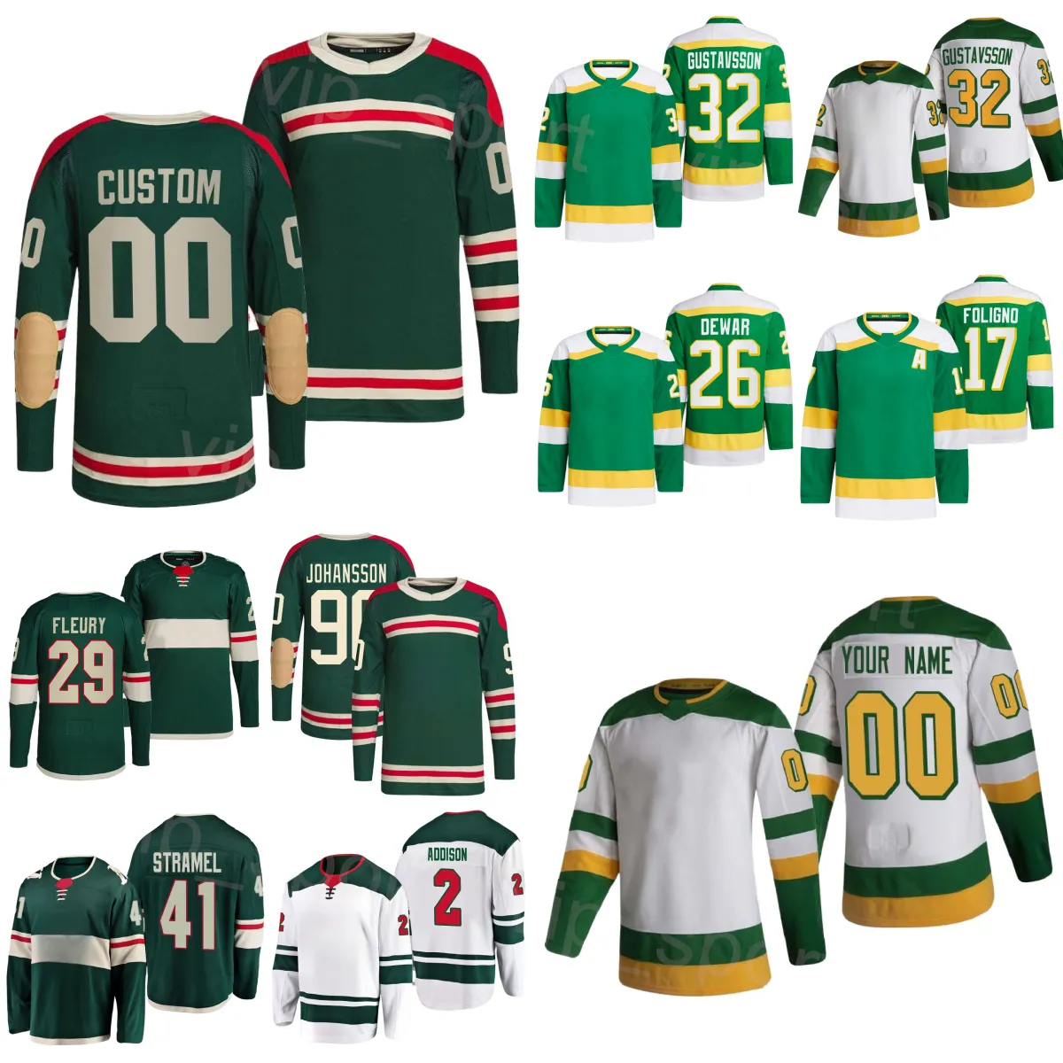 Winter Classic Hockey 41 Charlie Stramel Jersey 2 Calen Addison 17 Marcus Foligno 29 Marc-Andre Fleury 32 Filip Gustavsson 26 Connor Dewar 15 Mason Shaw Kids