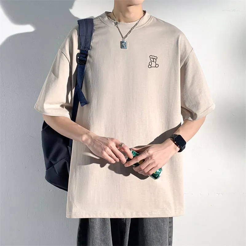 T-shirt da uomo Camicia da uomo Abbigliamento in cotone Stampa orso Magliette estive da uomo T-shirt di moda oversize 5XL T-shirt bianche da abbigliamento casual di grandi dimensioni