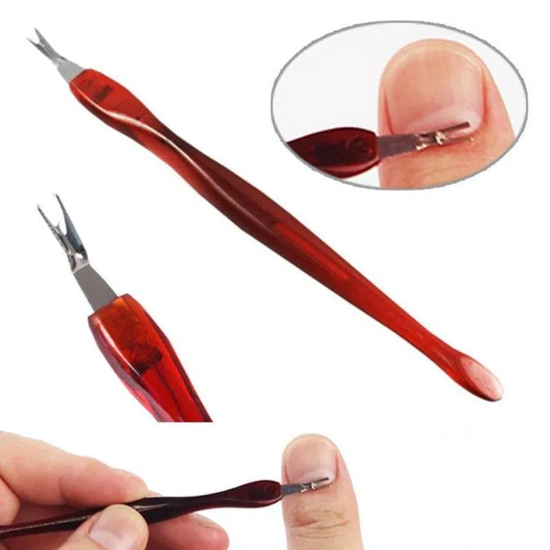 Rostfritt stål nagelband Pusher Nail Art Fork Manicure Tool for Trim Dead Skin Fork Nipper Pusher Trimmer Cuticle Remover F1729 Rabwq