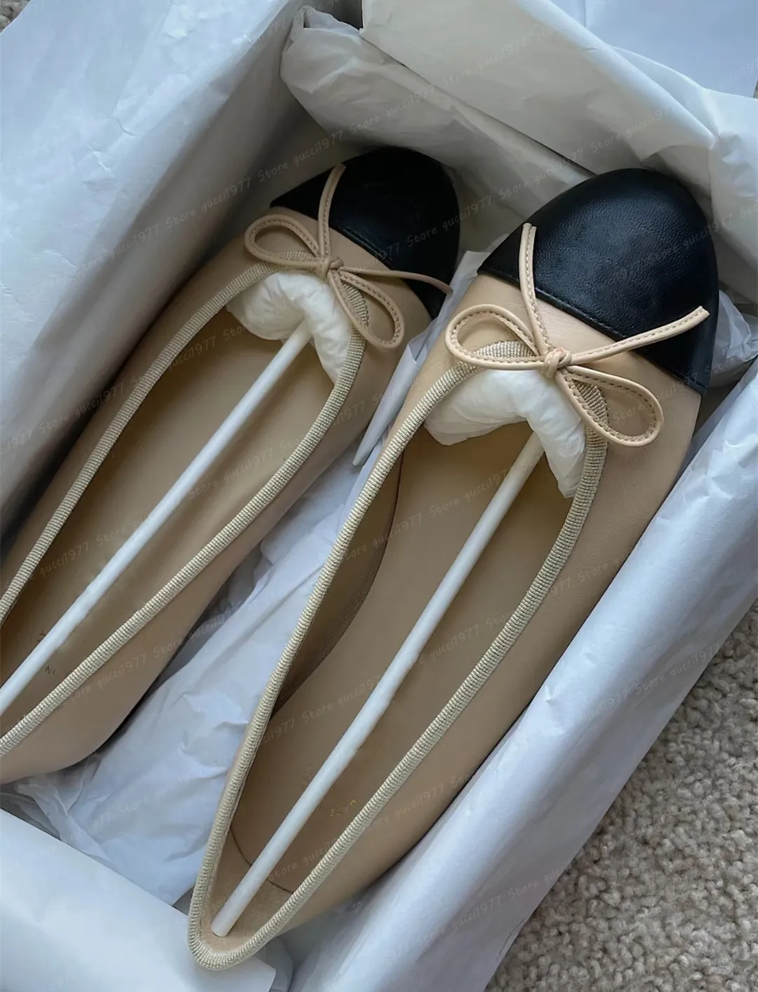 Designer shoes paris brand back ballet flats designer shoe women spring quilted genuine leather slip on ballerina flats for women luxury round toe ladies dress shoes
