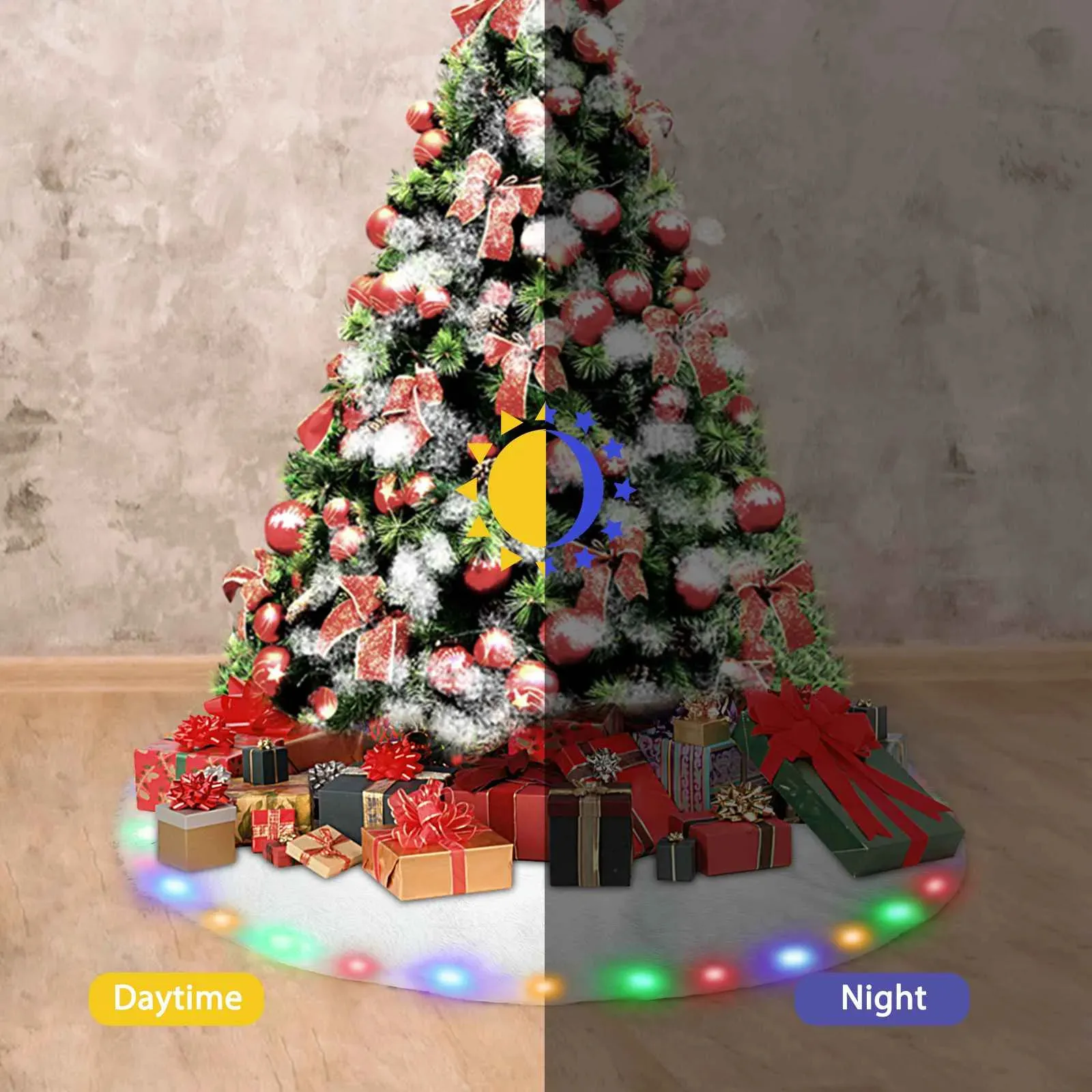 QIONG MENG Christmas Tree Skirt Red Tree Skirts Candy Cane