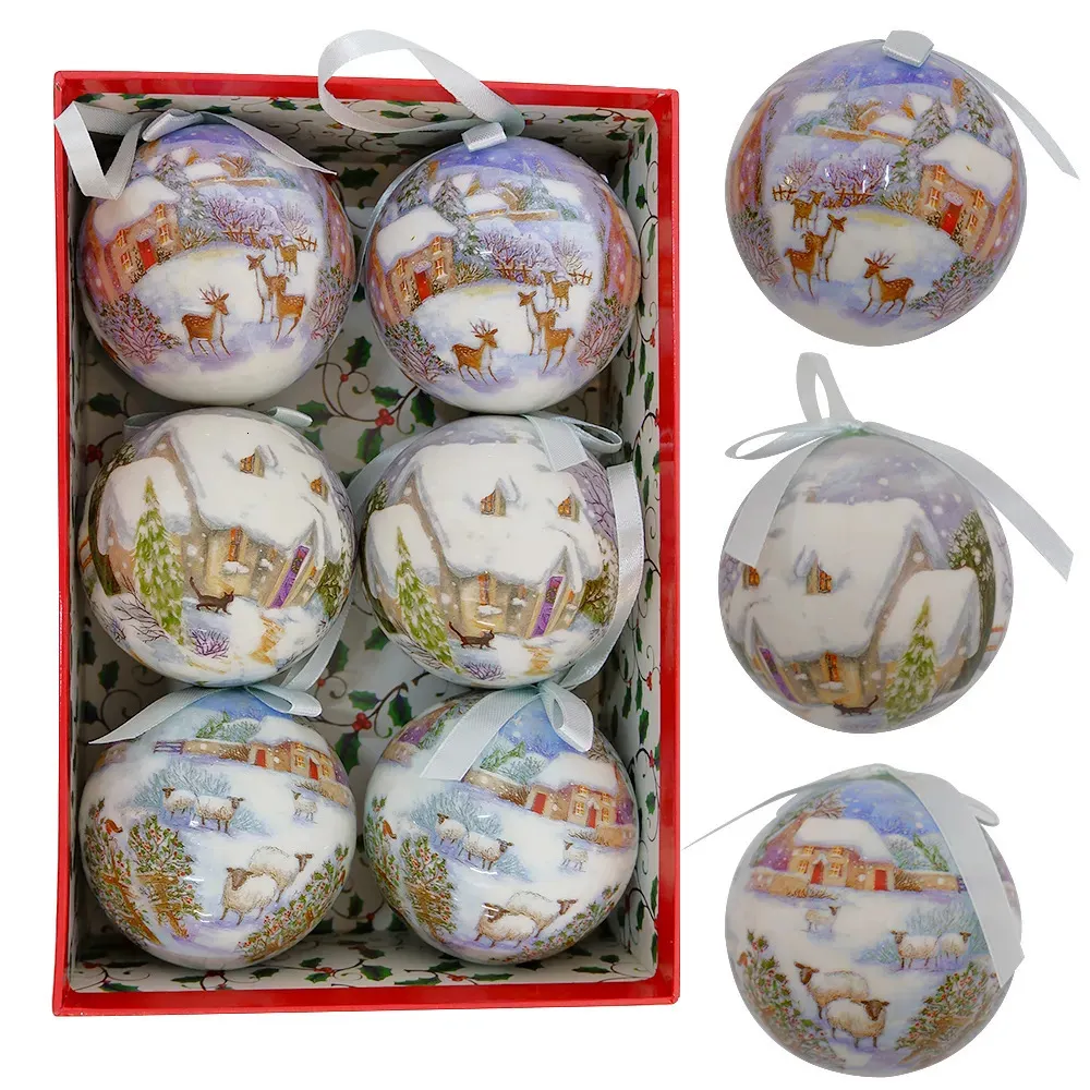 Christmas Decorations 6PCS Xmas Tree Hanging Ball Ornament Decorations Gift Year Navidad Eazy Hang Ball Bauble DIY Xmas Party Christmas 231006