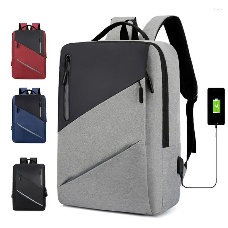 Borse da scuola Zaino da lavoro impermeabile da uomo Multifunzione da uomo Elegante design riflettente Zaini neri Borsa posteriore di ricarica USB