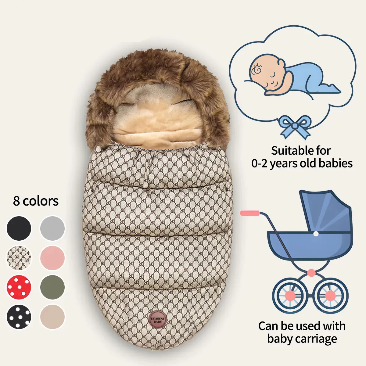 Baby Footmuff For Stroller & Pushchair - Husky Warm, Light Grey/Grey, By Baby Mam